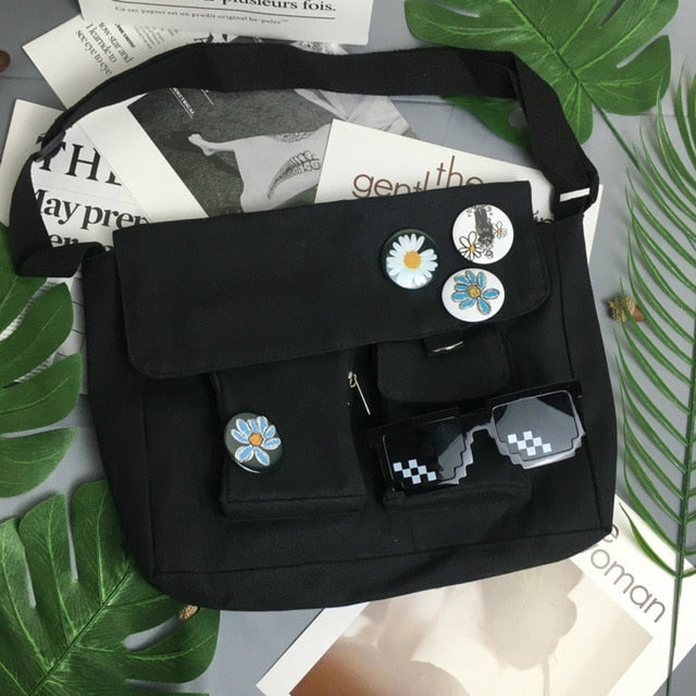 Canvas Diagonal Cross Bag Youth Fashion Casual Version Ladies Large Capacity Shoulder Bag Solid Color Women Messenger Bags