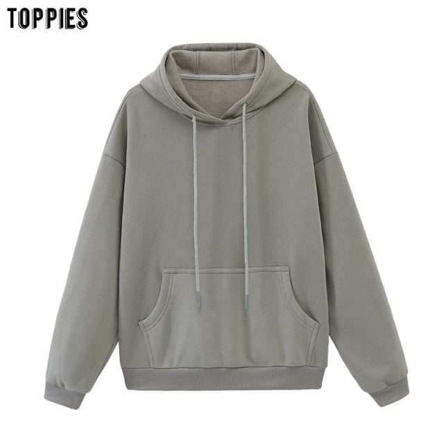 toppies Womens Tracksuits Hooded Sweatshirts 2021 Autumn Winter Fleece Oversize Hoodies Solid Pullovers Jackets Unisex Couple