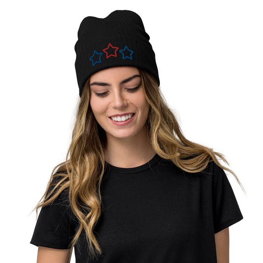 Ribbed knit beanie hat